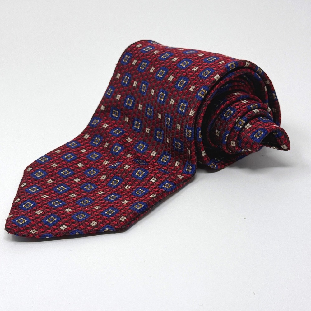 Vintage Robert Talbott Silk Tie Burgundy Medallion Best of Class USA 59"x3.75"
